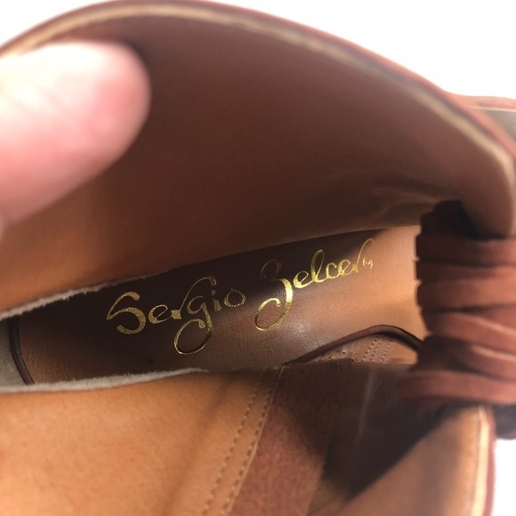 Sergio Zelcer Cognac Heels Peep Toe Shoes #8 - Picture 7 of 9